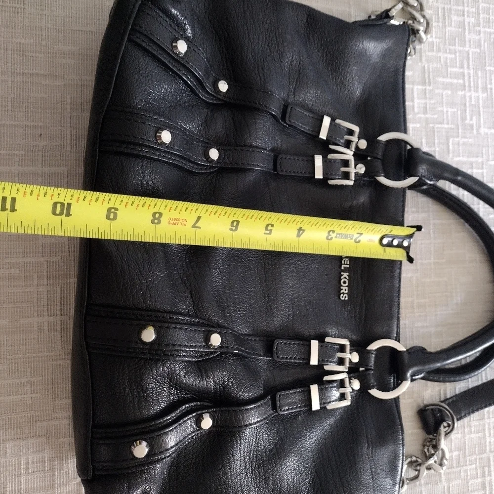 MICHAEL KORS Pebbled Black Leather Satchel Crossbody Medium  Bag